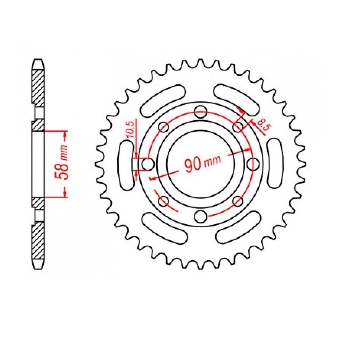 MTX 279 (3) Steel Rear Sprocket 520 NZ - C45 high carbon steel, heat-treated, 520 pitch