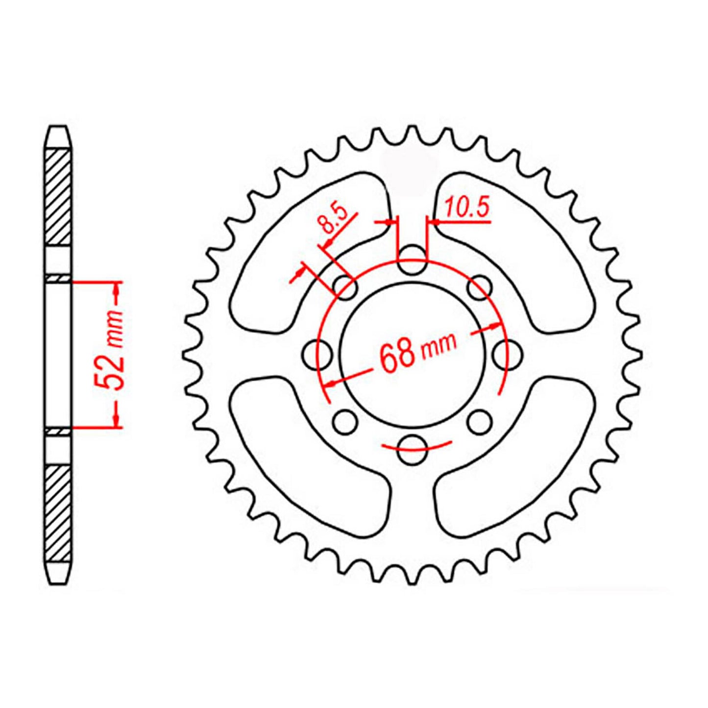 MTX 802 Steel Rear Sprocket 428 NZ - 34 tooth heat-treated C45 steel motorcycle sprocket with zinc finish