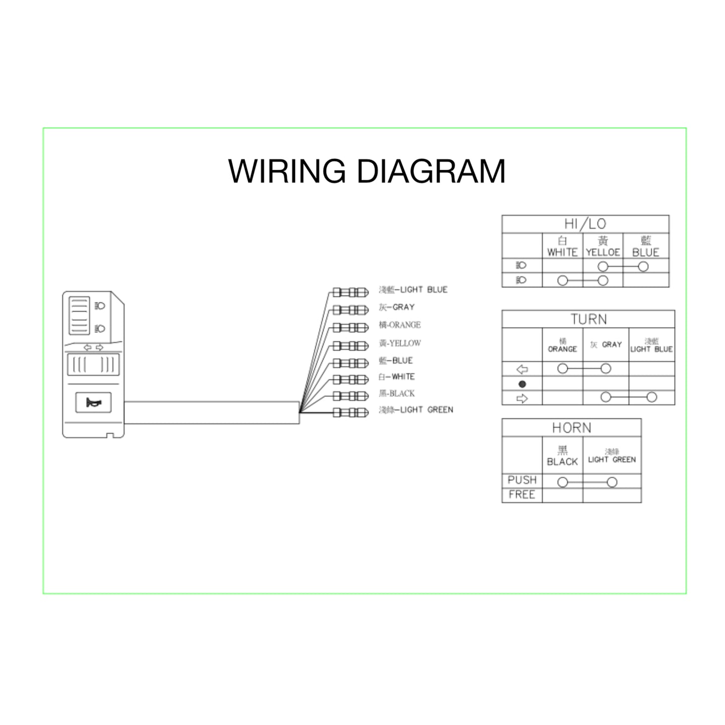 WHITES SWITCH HEADLAMP HIGH/LOW + HORN