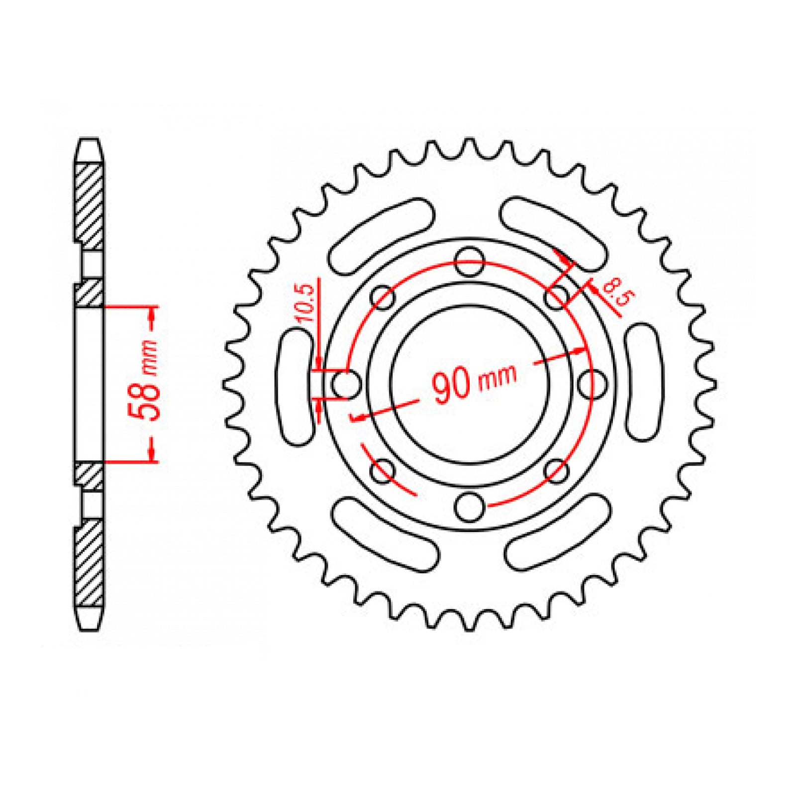 MTX 279 (3) Steel Rear Sprocket 520 NZ - C45 high carbon steel, heat-treated, 520 pitch