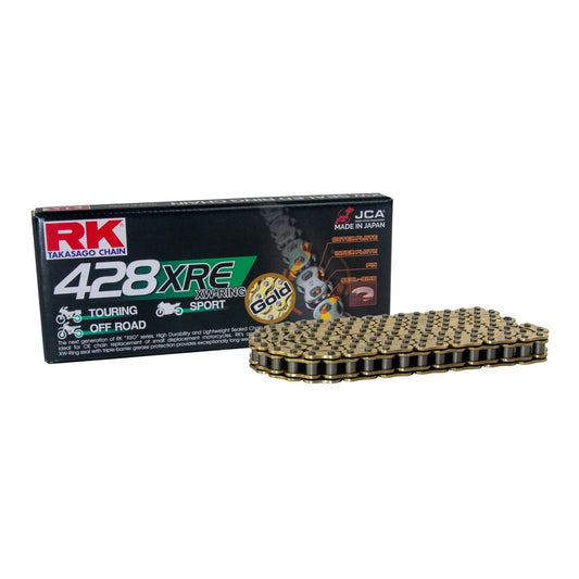RK Chain GB530XRE x Gold XW-Ring with chain and packaging 