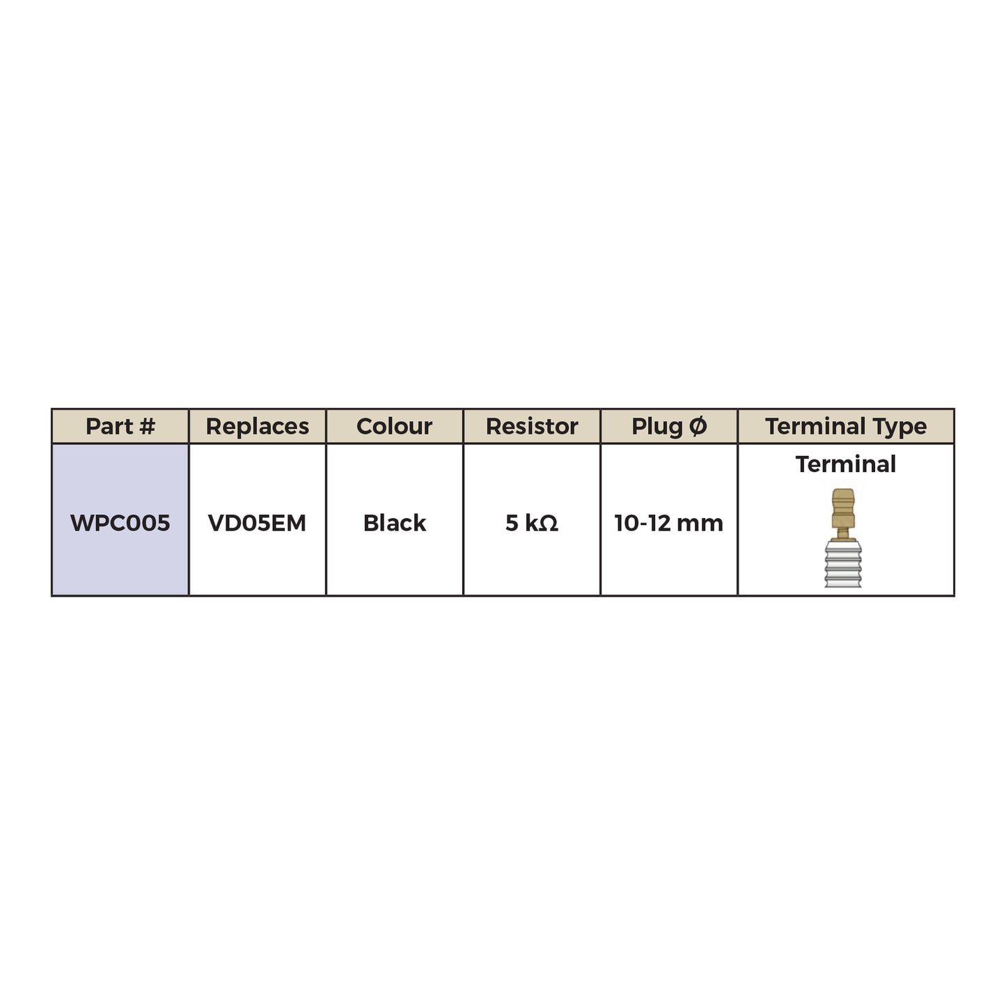 Whites Spark Plug Cap (Replaces VD05EM) Angled - Black