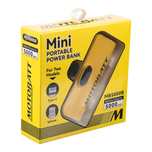 Motobatt Mini Portable Power Bank 5000mAh MB5000B box side view