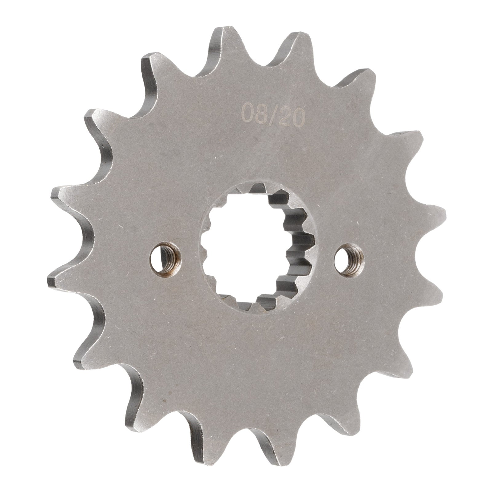 MTX 308 steel front sprocket #520 14 tooth, front face view, SKU SPF34514