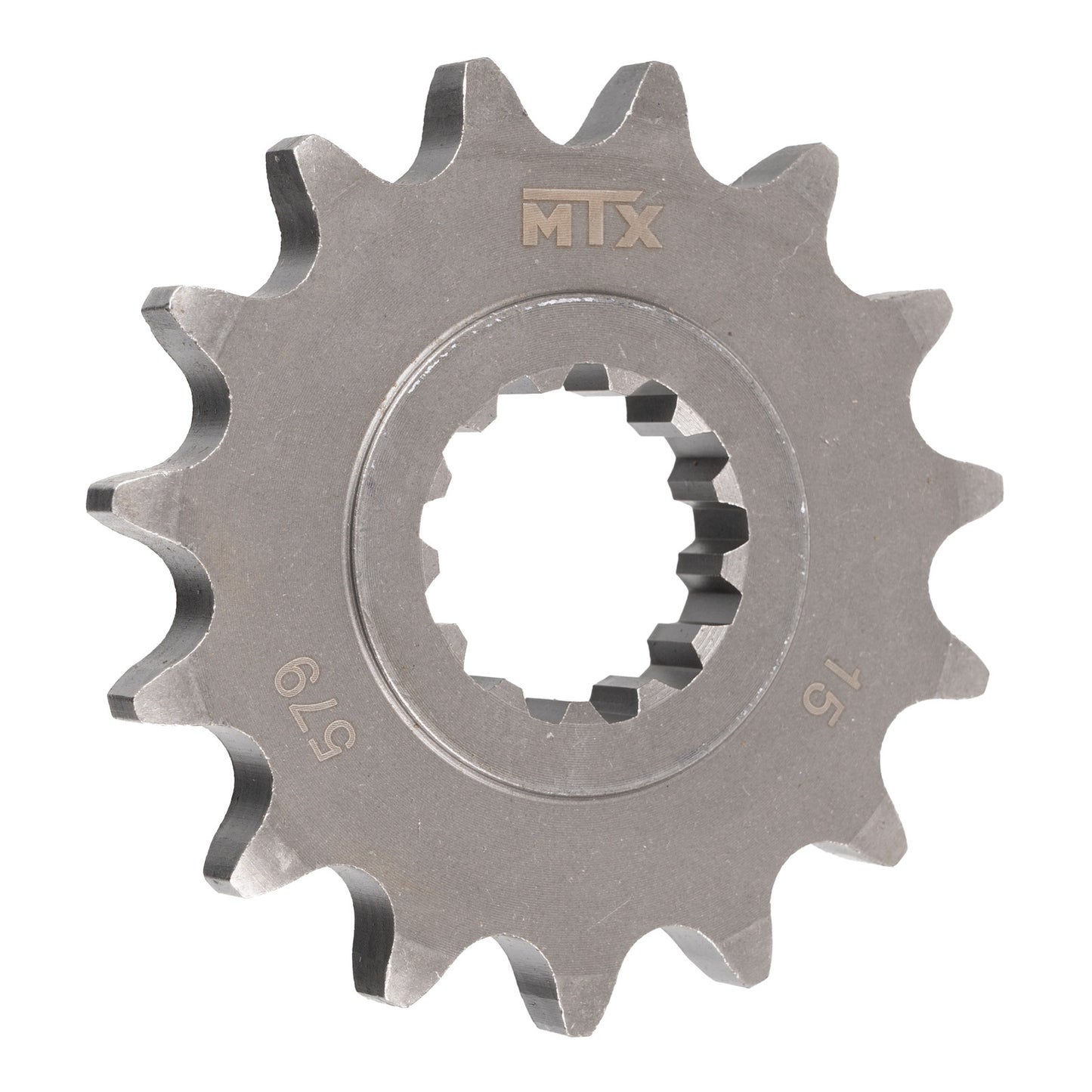 MTX 579 steel front sprocket #530, front angle view showing teeth and centre bore, SKU SPF57915